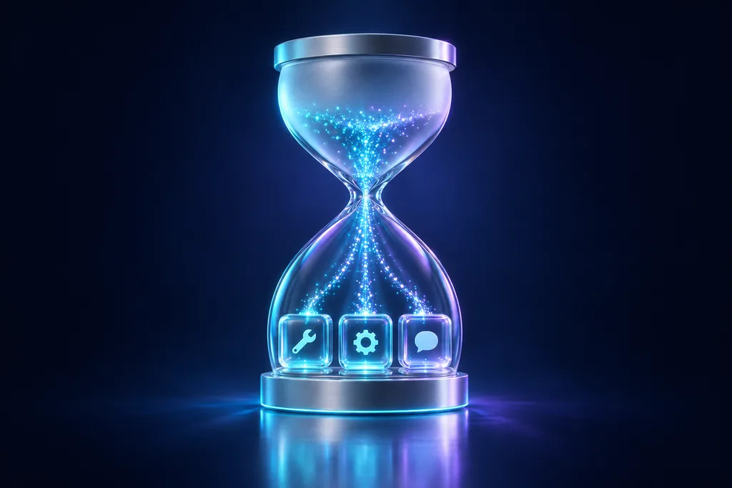 Reloj de arena de vidrio que alimenta ajustes, configuración y consultas